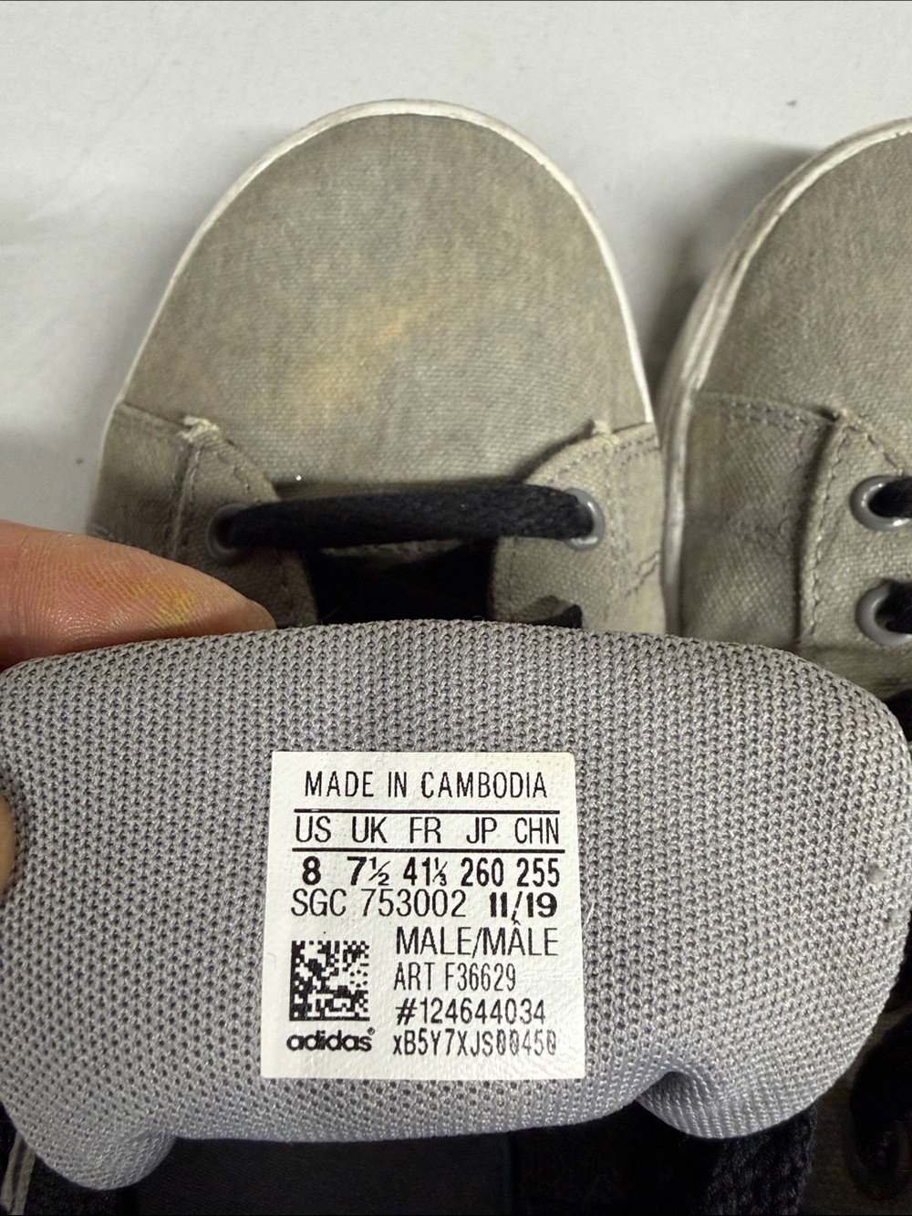 adidas Gray Canvas Sneakers with Black Laces
